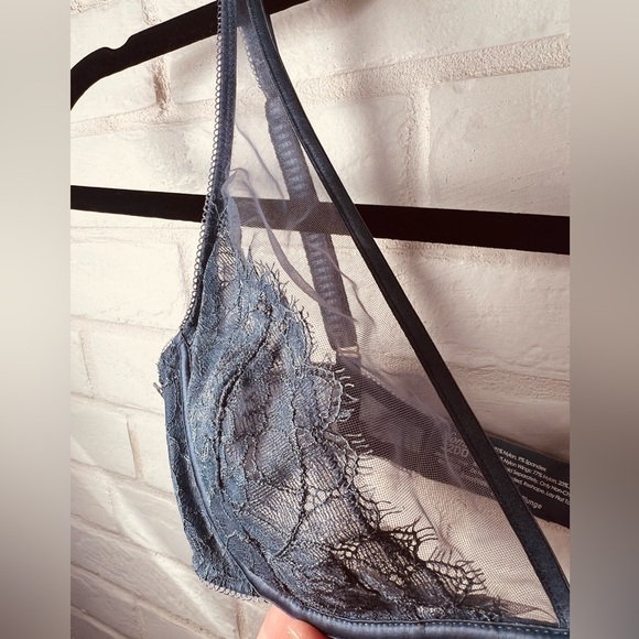 NWT Soma Breathtaking Unlined Lace Plunge Underwire Bra 32 DD Slate Blue #0389 - Picture 9 of 14
